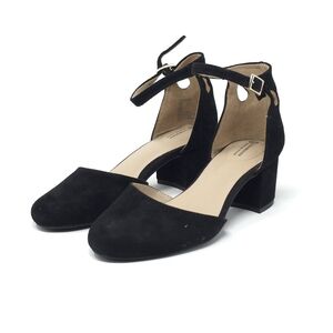 Giani Bernini Izzeel Black Suede Ankle Strap Block Heel Pumps Size 5.5M